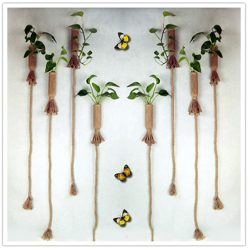 水培植物玻璃花插复古麻绳装饰