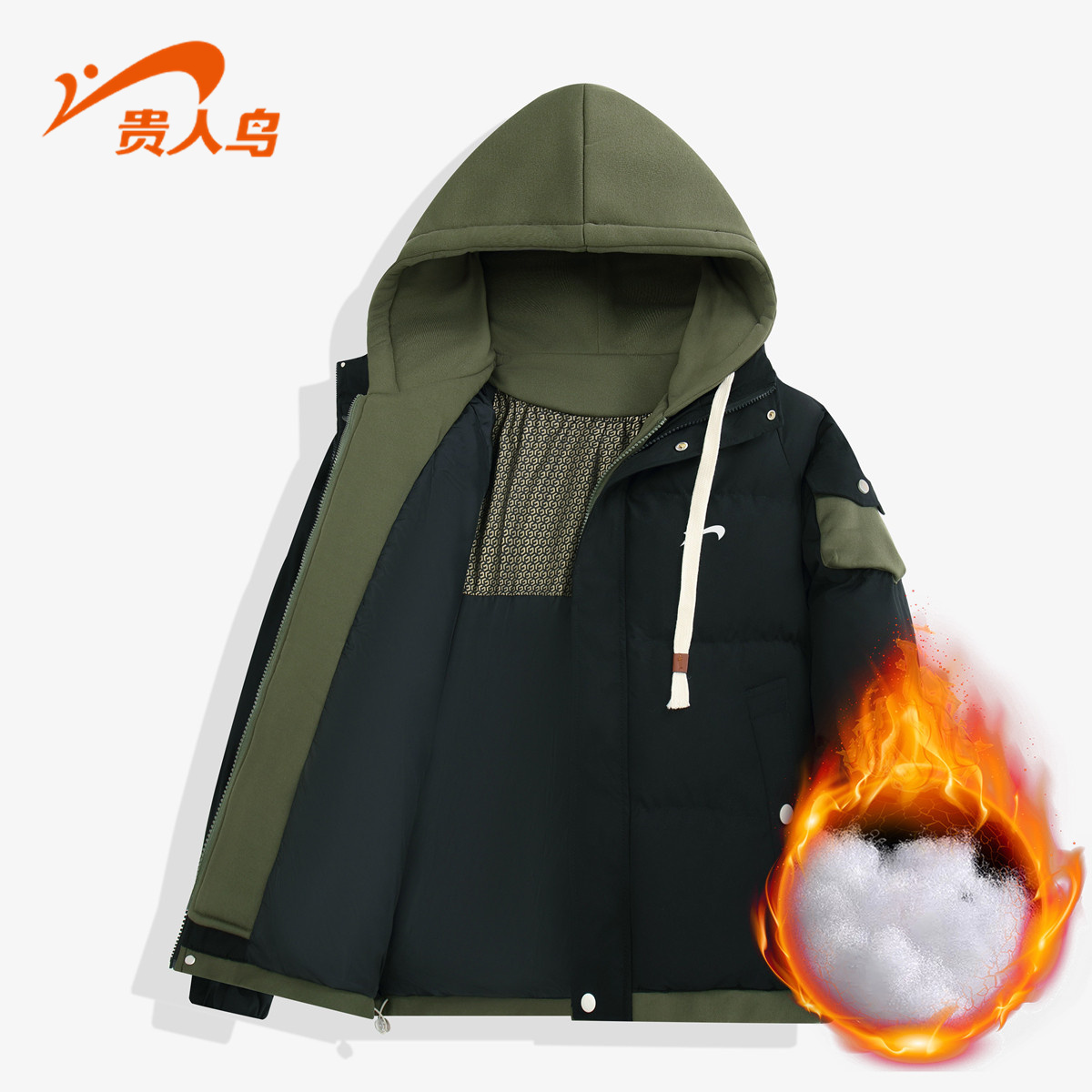 运动外套贵人鸟连帽男士