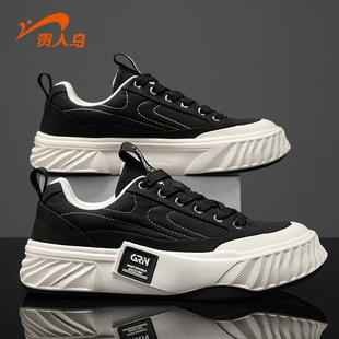 春季 贵人鸟男鞋 2026新款 轻便软底休闲鞋 男 男黑色低帮板鞋 逐光