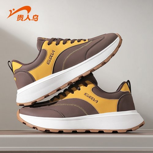 贵人鸟男系带厚底增高休闲鞋回弹