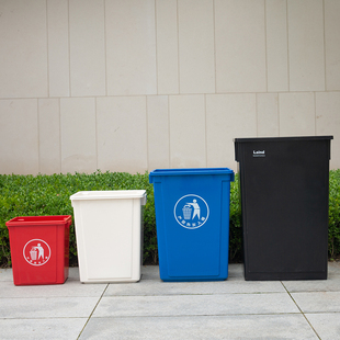 垃圾桶大号大容量无盖加厚50升60L80L灰色白色长方形教室幼儿园用