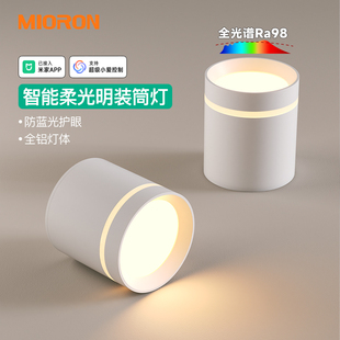 智能筒灯调光mesh2.0已接入米家APP阳台玄关过道吸顶圆形射灯 明装