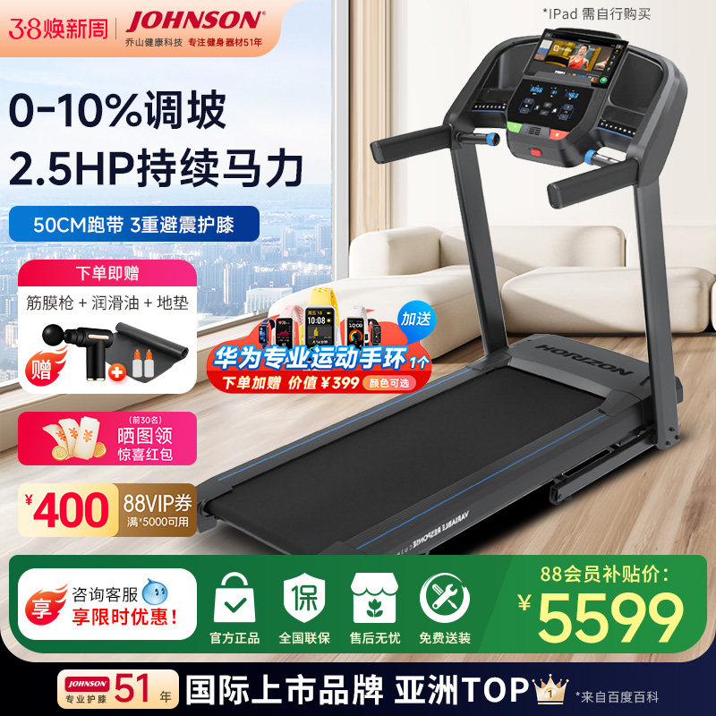 JOHNSON乔山跑步机T202 智能家用静音可折叠多功能大型健身房器材