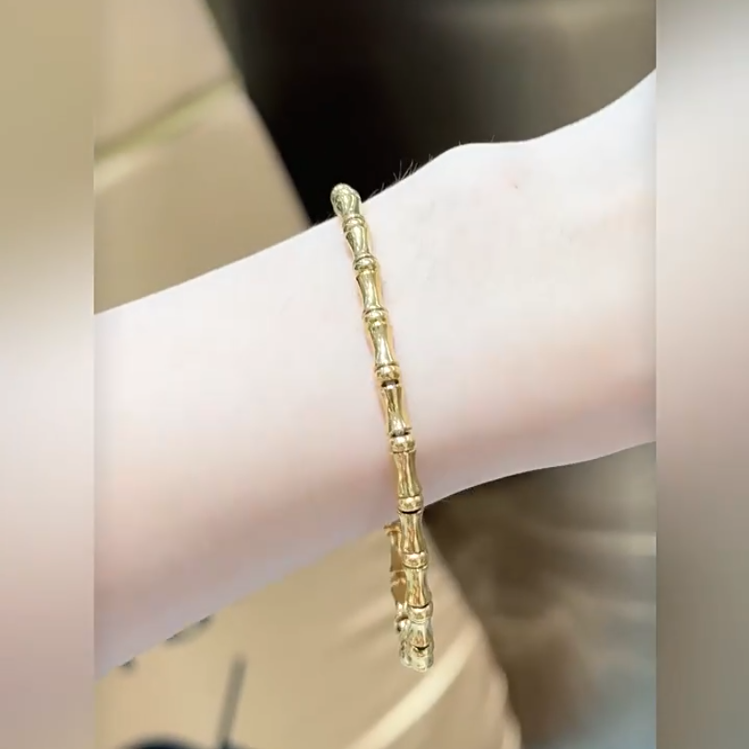 旭平【金凝竹韵】新中式金色竹节弹力绳手链竹子圆珠手串轻奢手饰