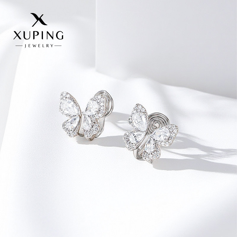 XUPING【清隐】轻盈感微镶人造石甜美优雅气质蝴蝶蚊香盘耳夹耳饰,饰品/流行首饰/时尚饰品新,耳夹,淘宝优惠券,粉丝福利购,淘宝优惠卷