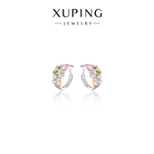 旭平彩宝系列彩色双层耳扣女小众设计高级感时尚 简约圆圈方形耳扣