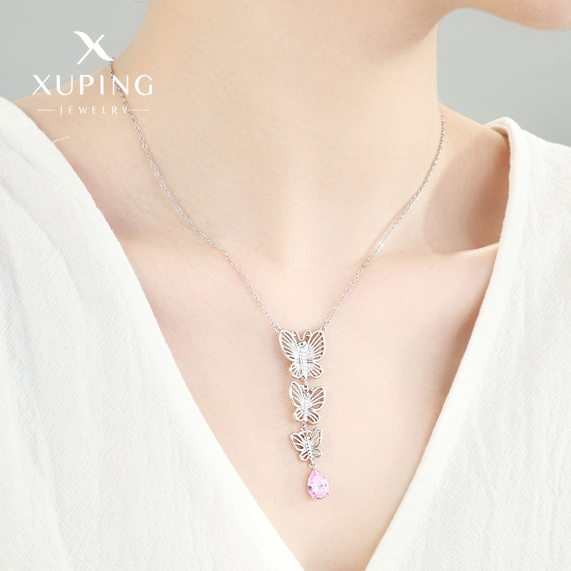 旭平温柔精致花丝蝴蝶项链女生国风小众轻奢流苏一体锁骨链GDW