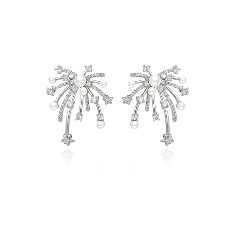 米果【花落】高智感烟花绽放轻奢时尚设计感简约ins风微镶耳环