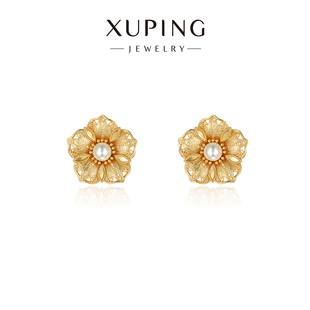 旭平合金仿黄金色花朵耳饰耳钉