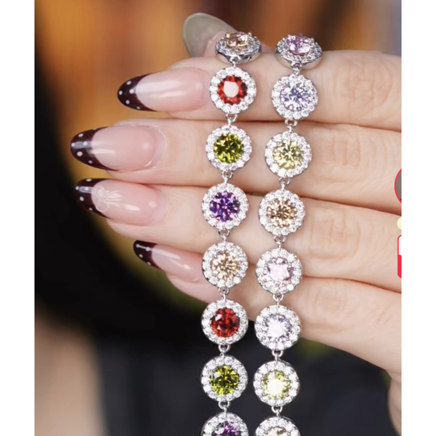 旭平彩宝系列彩色vintage轻奢闪烁冰糖圆饼手链简约时尚通勤手饰