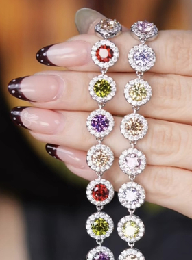 柔柔彩宝系列彩色vintage轻奢闪烁冰糖圆饼手链简约时尚通勤手饰