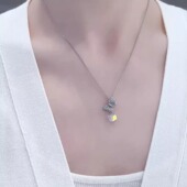 旭平蝴蝶方糖仿水晶合金项链