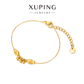 旭平 双鱼儿 仿黄金色三铃铛手链女小众高级感闺蜜手饰