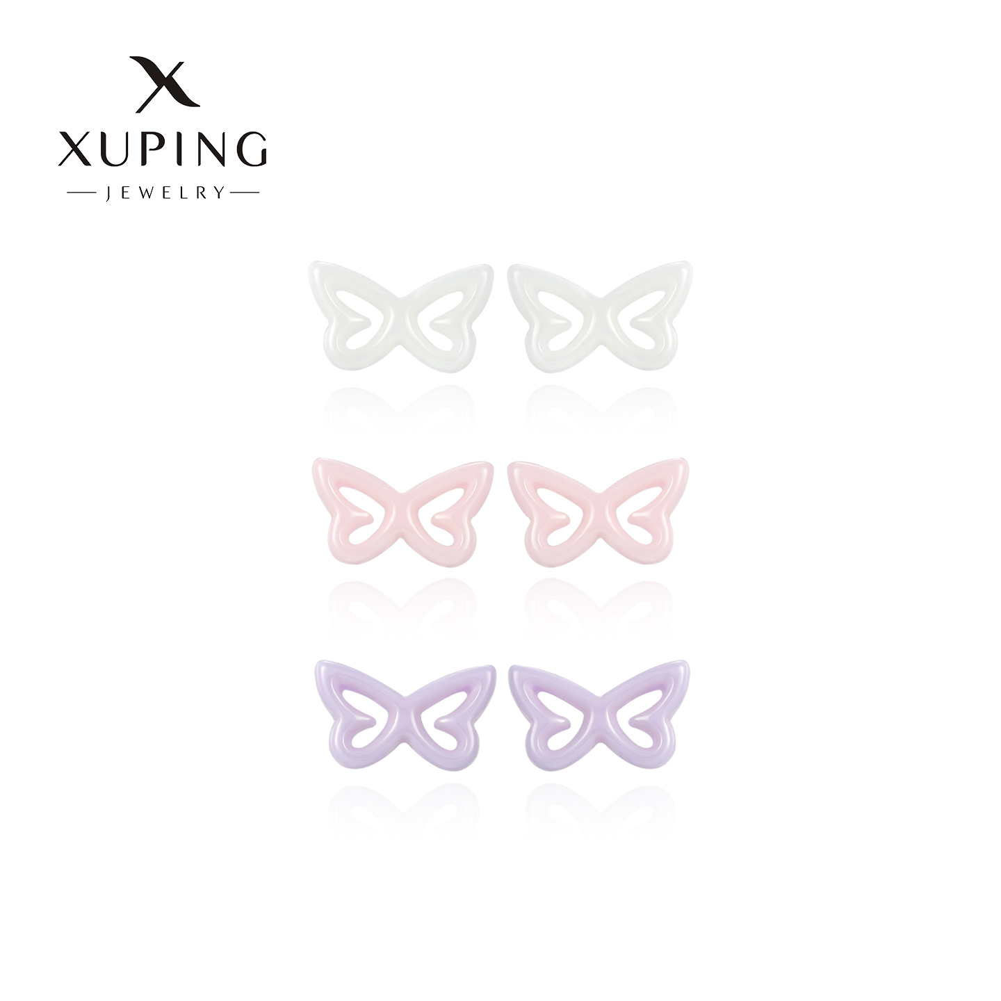 旭平多巴胺通勤时尚简约彩色温柔甜美蝴蝶陶瓷耳钉耳环