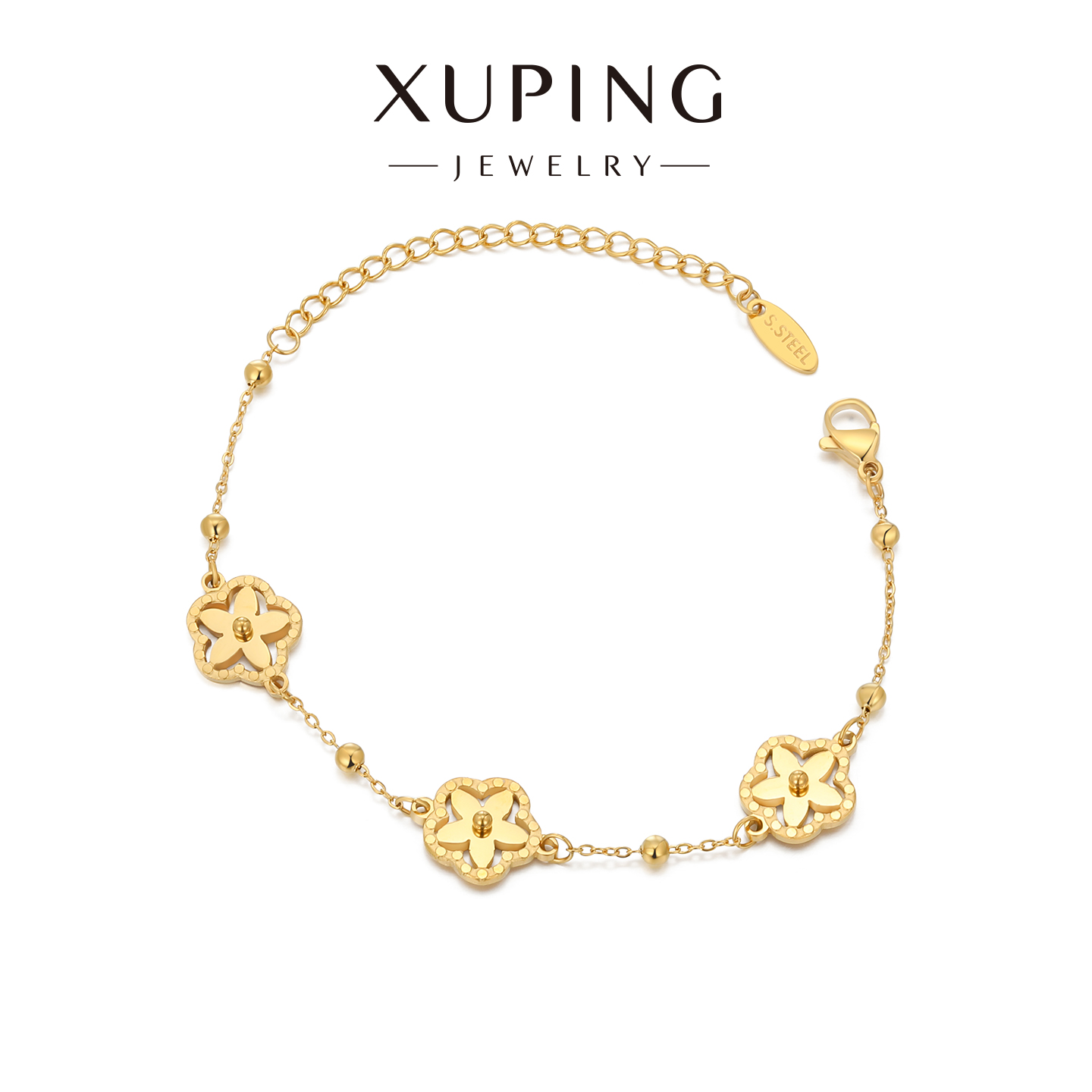 旭平时尚简约复古优雅镂空花花合金手链手饰