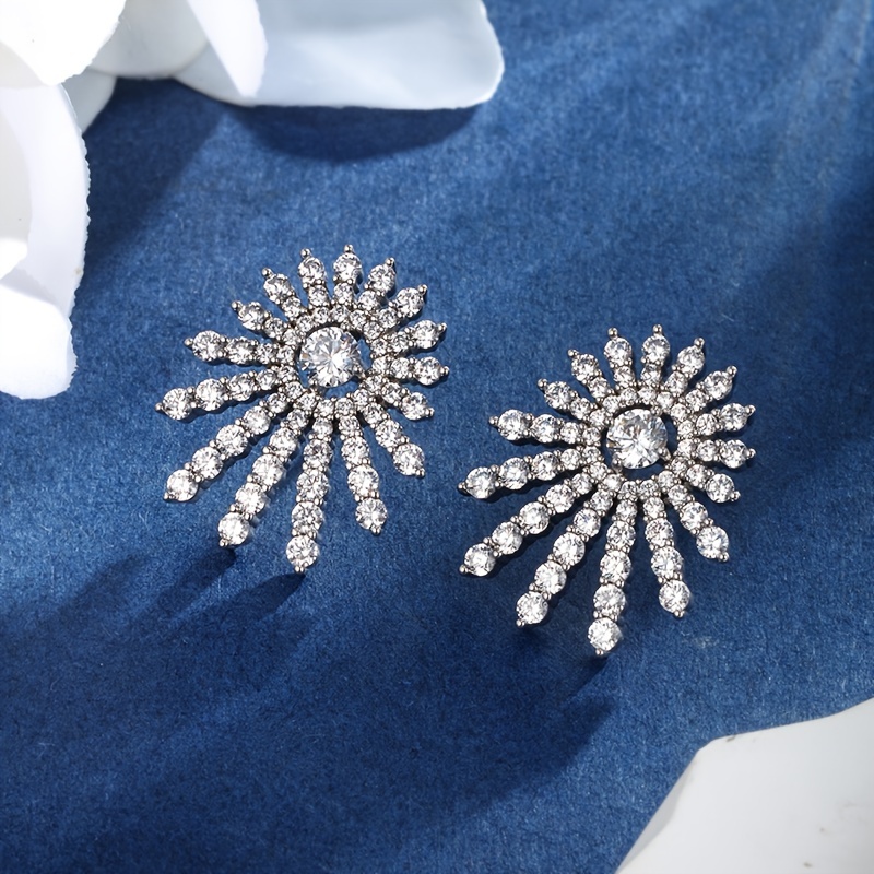 旭平微镶满锆细闪烟花耳钉女时尚轻奢小众设计高级感耳饰