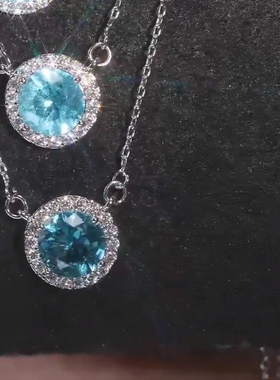 旭平包边蓝色微镶圆形项链易搭通勤千金氛围感优雅太阳花锁骨链