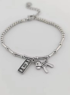 旭平【马上有米】复古风木马手链女个性竹节串珠子手饰送闺蜜礼物