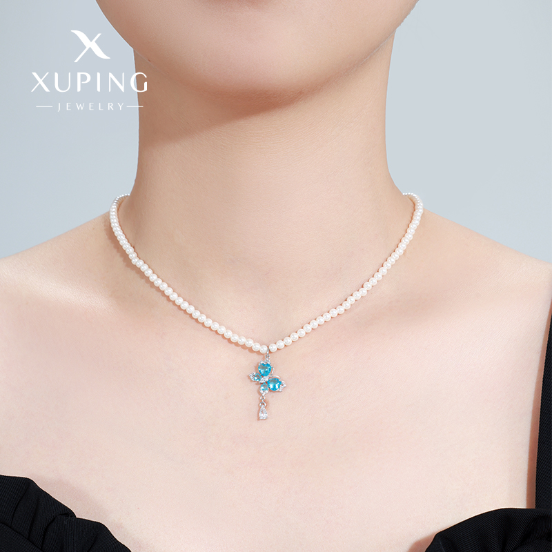 易搭蝴蝶仿珍珠气质优雅项链女