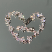 艳艳T方锆拼接白色爱心手链女时尚 轻奢警精致感高级感气质手饰