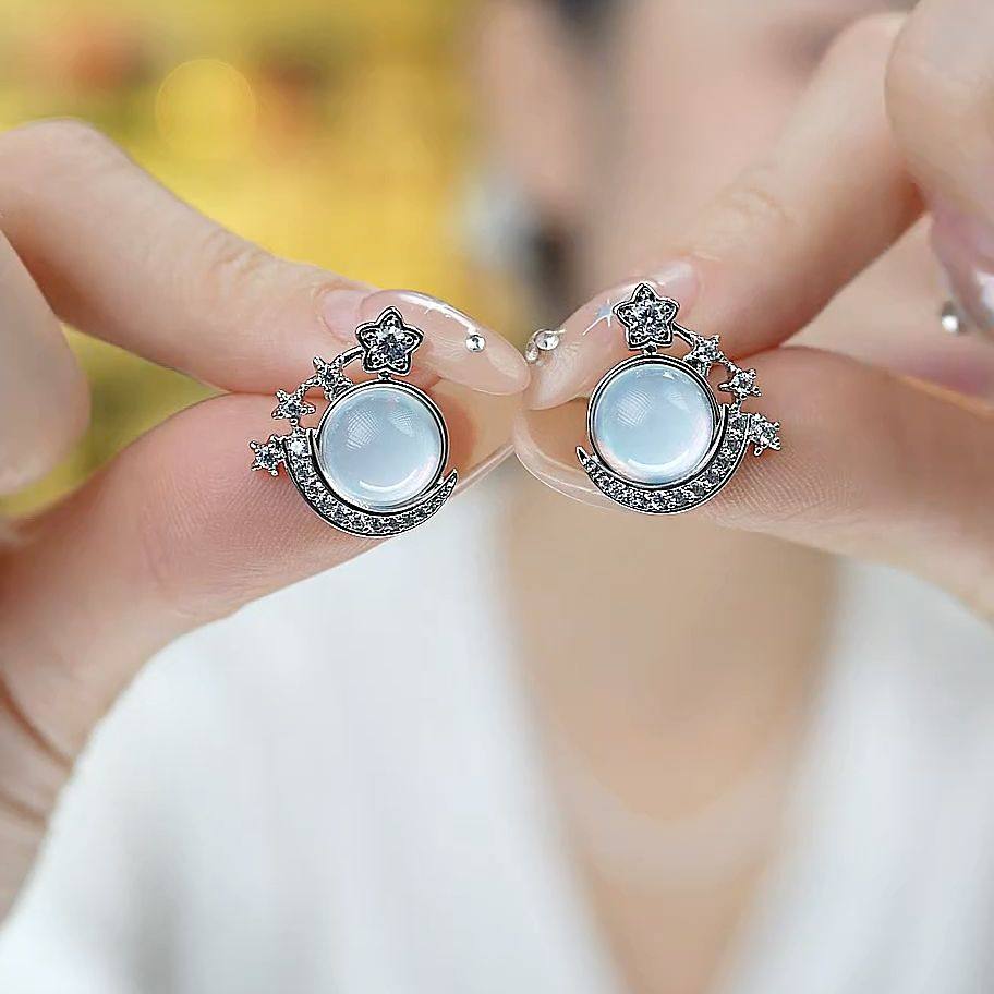 旭平微镶摩卡星月耳钉温柔气质小众设计高级感简约甜美气质耳饰,饰品/流行首饰/时尚饰品新,耳钉,淘宝优惠券,粉丝福利购,淘宝优惠卷