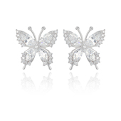 旭平闪耀蝴蝶满锆甜美仙气蝴蝶耳钉女时尚 精致高级感气质简约耳饰