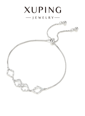 旭平简约时尚气质镂空微镶几何菱形抽拉手链轻奢易搭高级感手链女