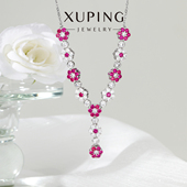 旭平彩宝系列彩色花朵Y型项链时尚 轻奢精致小众设计高级感锁骨链