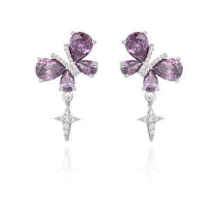 旭平【冰魄银蝶】闪亮清冷感蝴蝶芒星耳钉法式精致高级感轻奢耳饰