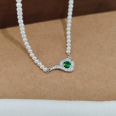 旭平微镶祥云拼接仿珍珠项链女时尚 复古新中式 轻奢温柔气质锁骨链