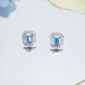 旭平仿水晶系列微镶长方形耳钉时尚 轻奢闪耀小众高级感精致耳饰