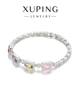 旭平彩宝系列法式宫廷风长方锆手链方糖气质精致轻奢高级感手表扣