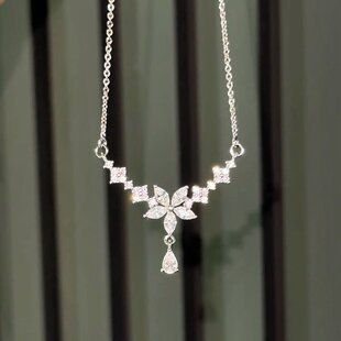 楠楠气质水滴型缤纷夏日新款繁花花水滴微镶人造石ins时尚项链