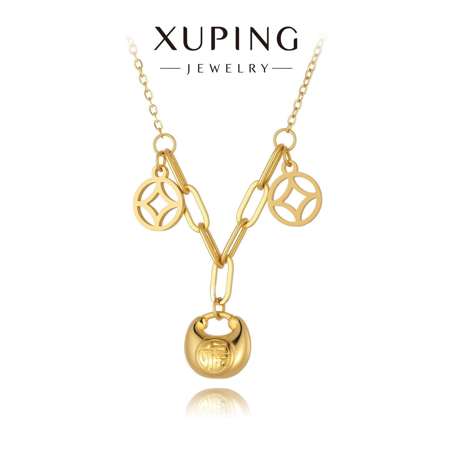 旭平镂空铜钱中古福牌钱袋项链女新中式中古风高级感轻奢锁骨链,饰品/流行首饰/时尚饰品新,项链,淘宝优惠券,粉丝福利购,淘宝优惠卷