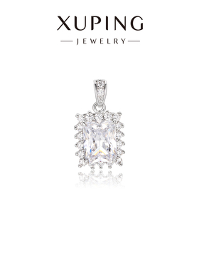 旭平彩宝系列几何方块冰糖造型吊坠易搭时尚项链闪烁方块单挂坠