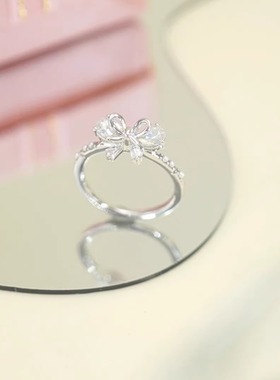 旭平甜美蝴蝶结戒指女时尚气质冷淡风小众轻奢食指戒高级感指环