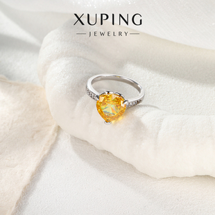 柔柔时尚ins风简约通勤易搭人造石合成立方氧化锆闪烁爱心戒指