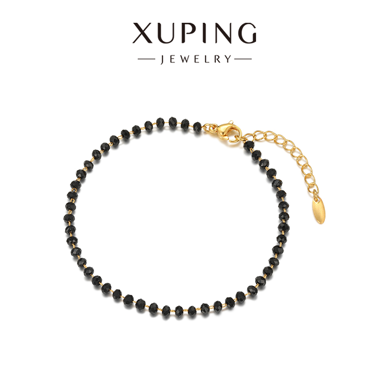 旭平时尚气质高级感黑色珠珠合金手链