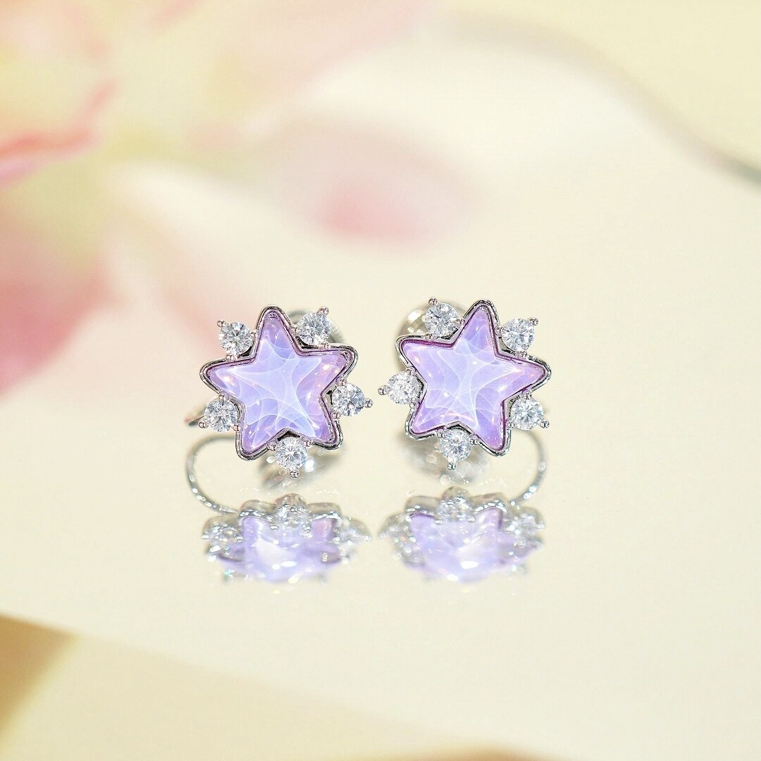 旭平摩卡星星蚊香盘耳夹个性简约小众设计时尚潮流甜美小清新耳饰