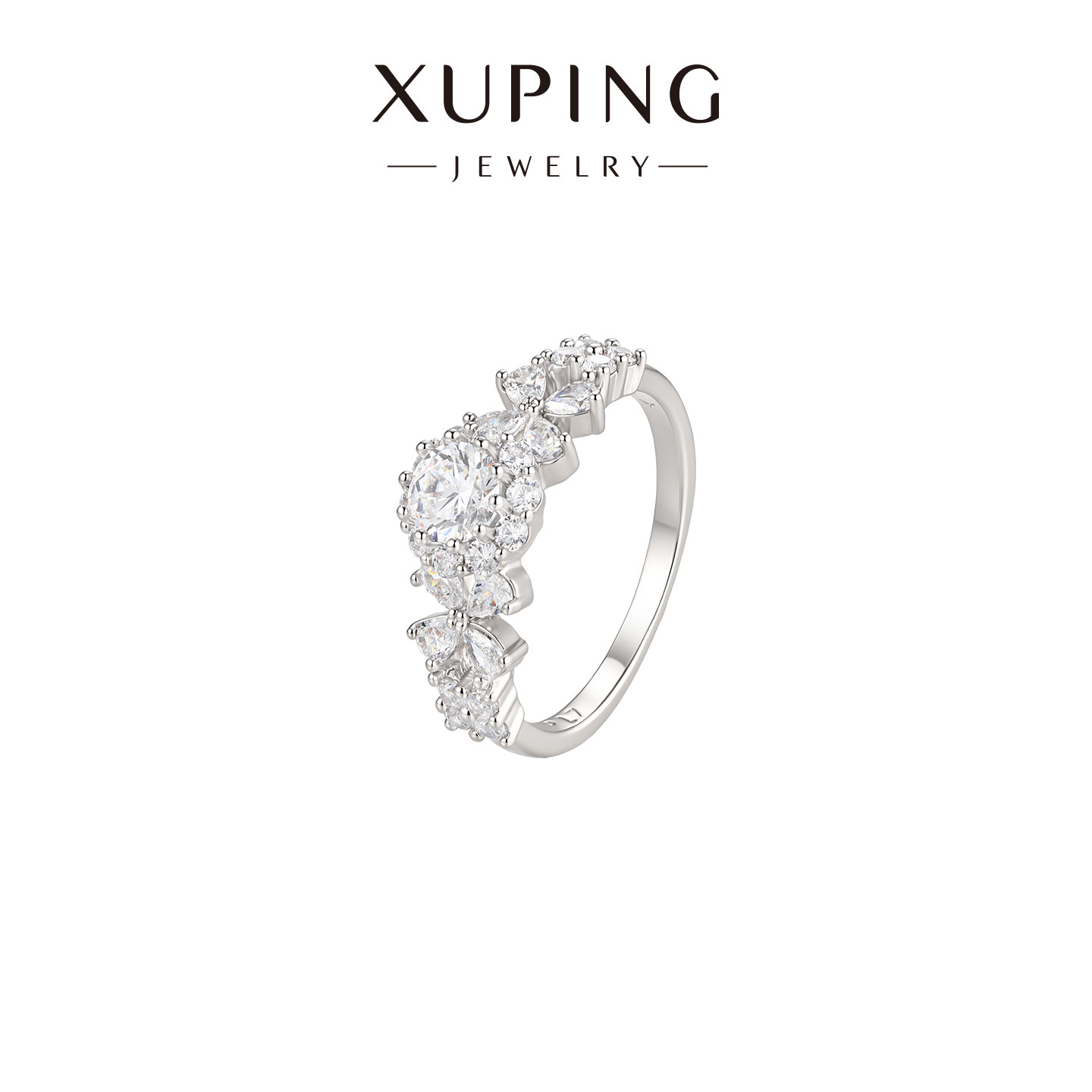 旭平【繁花星序】围镶四叶花排戒鸽子蛋女轻奢高级感戒指