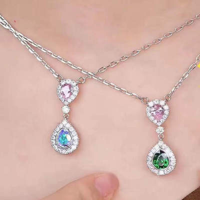 旭平旭平人造石水滴项链仿水晶系列锁骨链简约项链旭平