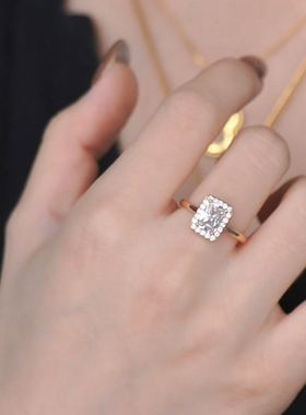 柔柔彩宝系列方糖长方形戒指女复古轻奢气质食指戒小众时尚指环