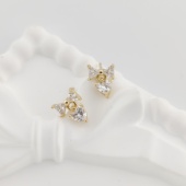 旭平少女心事蝴蝶结爱心耳钉耳骨钉耳蜗钉甜美精致小巧易搭耳饰