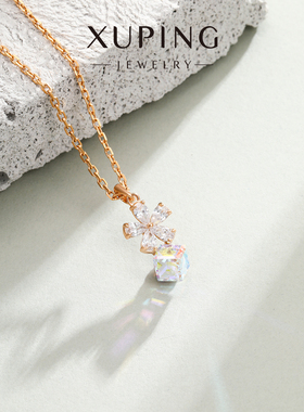 旭平仿水晶系列花朵立体方糖项链女时尚轻奢闪耀高级感锁骨链