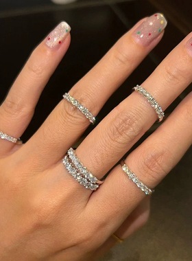 柔柔满天星排镶公主戒子时尚轻奢高级感气质贵气食指戒精致指环