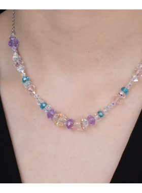 旭平仿水晶系列彩色串珠多巴胺项链