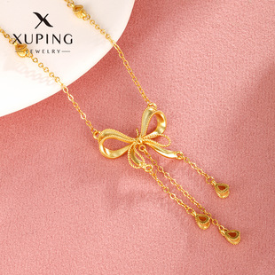 旭平在逃公主蝴蝶结流苏项链女贵气高级感时尚轻奢仿黄金色项链