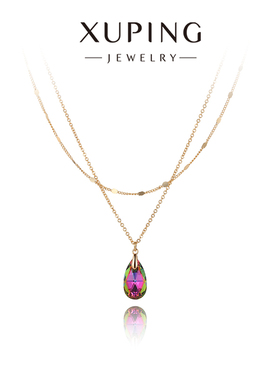 旭平仿水晶系列水滴型时尚气质优雅双层项链小众设计高级感锁骨链