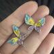 旭平合金彩色滴釉蝴蝶耳钉耳饰