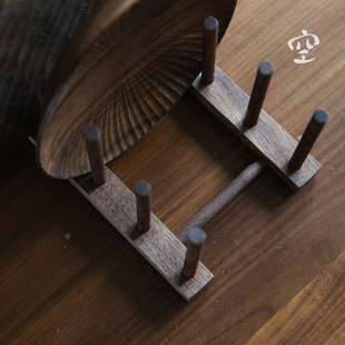 空间方式黑胡桃实木厨房板架碗存储架简单的餐盘架砧板排水